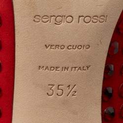 Pre Owned Sergio Rossi Red Suede Studded Pointed Toe Pumps Size 35.5