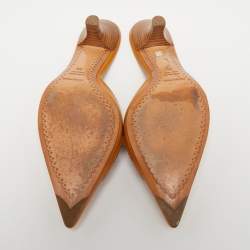 Pre Owned Sergio Rossi Tan Leather Mules Size 36
