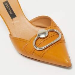 Pre Owned Sergio Rossi Tan Leather Mules Size 36