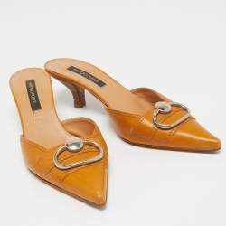 Pre Owned Sergio Rossi Tan Leather Mules Size 36