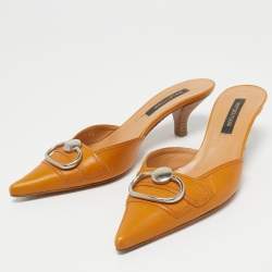 Pre Owned Sergio Rossi Tan Leather Mules Size 36