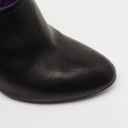 Pre Owned Sergio Rossi Black Leather Zip Booties Size 38.5