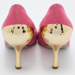 مملوكة مسبقًا Sergio Rossi Pink Suede Peep Toe Pumps Size 38.5