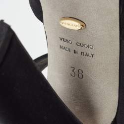 Pre Owned Sergio Rossi Black Satin Ankle Strap Platform Sandals Size 38