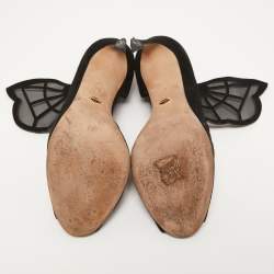 Pre Owned Sergio Rossi Black Suede and Mesh Butterfly Peep Toe Pumps Size 38.5