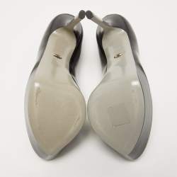 Pre Owned Sergio Rossi Black Patent Leather Peep Toe Pumps Size 40.5