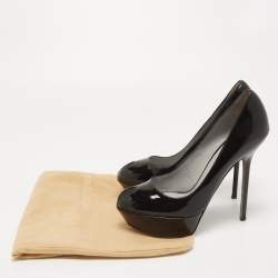 Pre Owned Sergio Rossi Black Patent Leather Peep Toe Pumps Size 40.5