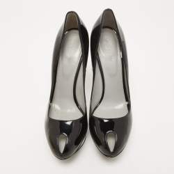 Pre Owned Sergio Rossi Black Patent Leather Peep Toe Pumps Size 40.5