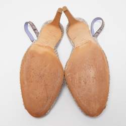 Pre Owned Sergio Rossi Two Tone Python Leather Peep Toe Slingback Sandals Size 39