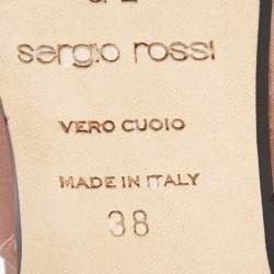 مملوكة مسبقًا Sergio Rossi Pink Satin Crystal Studded Slingback Pumps Size 38