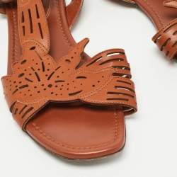 Pre Owned Sergio Rossi Brown Leather Flats Size 38