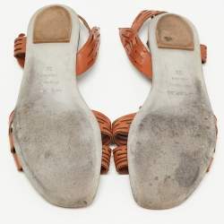 Pre Owned Sergio Rossi Brown Leather Flats Size 38