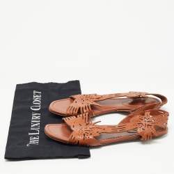 Pre Owned Sergio Rossi Brown Leather Flats Size 38