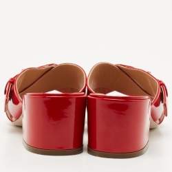 Pre Owned Sergio Rossi Red Patent Leather Slides Size 41