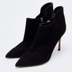 Pre Owned Sergio Rossi Black Suede Ankle Booties Size 38
