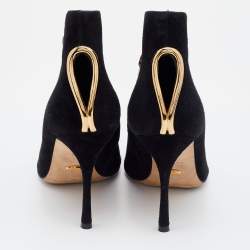 Pre Owned Sergio Rossi Black Suede Ankle Booties Size 38