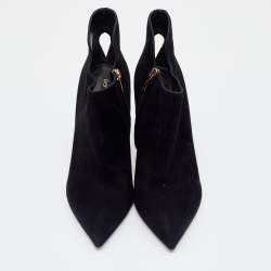 Pre Owned Sergio Rossi Black Suede Ankle Booties Size 38