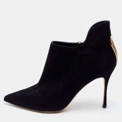 Pre Owned Sergio Rossi Black Suede Ankle Booties Size 38