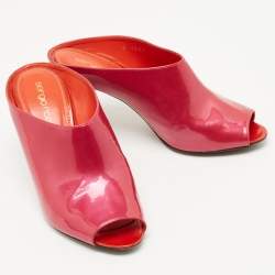 Pre Owned Sergio Rossi Pink Patent Leather Mules Size 35