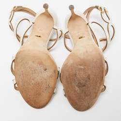 مملوكة مسبقًا Sergio Rossi White Leather Farrah Sandals Size 41