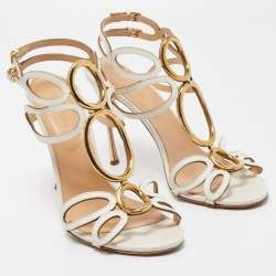 مملوكة مسبقًا Sergio Rossi White Leather Farrah Sandals Size 41