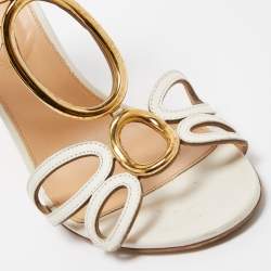 مملوكة مسبقًا Sergio Rossi White Leather Farrah Sandals Size 41