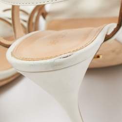 مملوكة مسبقًا Sergio Rossi White Leather Farrah Sandals Size 41