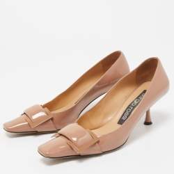 Pre Owned Sergio Rossi Dusty Pink Patent Leather Buckle Pumps Size 37