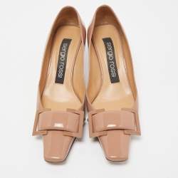 Pre Owned Sergio Rossi Dusty Pink Patent Leather Buckle Pumps Size 37