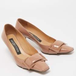 Pre Owned Sergio Rossi Dusty Pink Patent Leather Buckle Pumps Size 37