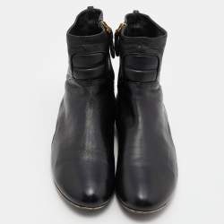 Pre Owned Sergio Rossi Black Leather Zip Up Ankle Boots Size 41