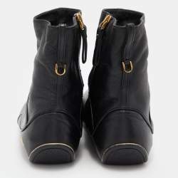 Pre Owned Sergio Rossi Black Leather Zip Up Ankle Boots Size 41