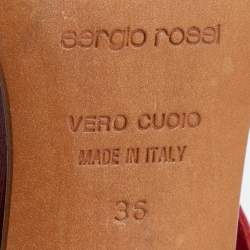 Pre Owned صندل سيرجيو روسي سليب أون مزخرف كريستال ساتان أحمر مقاس 37.5