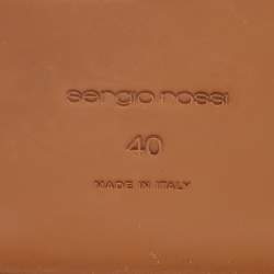 Pre Owned Sergio Rossi Beige Leather and Raffia Ankle Strap Flat Sandals Size 40