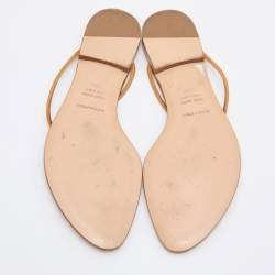 Pre Owned Sergio Rossi Beige Leather Thong Flats Slides Size 36.5