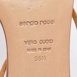 Pre Owned Sergio Rossi Beige Leather Thong Flats Slides Size 36.5