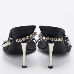 Pre Owned صندل سلايد سيرجيو روسي جلد بيج ميتالك  مرصع مقدمة مفتوحة مقاس 37.5