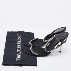 Pre Owned صندل سلايد سيرجيو روسي جلد بيج ميتالك  مرصع مقدمة مفتوحة مقاس 37.5