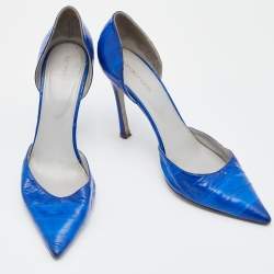 Pre Owned Sergio Rossi Blue Eel Leather D'orsay Pumps Size 41