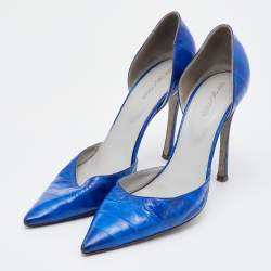Pre Owned Sergio Rossi Blue Eel Leather D'orsay Pumps Size 41