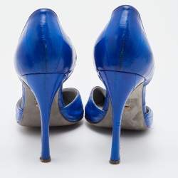 Pre Owned Sergio Rossi Blue Eel Leather D'orsay Pumps Size 41