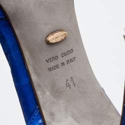 Pre Owned Sergio Rossi Blue Eel Leather D'orsay Pumps Size 41