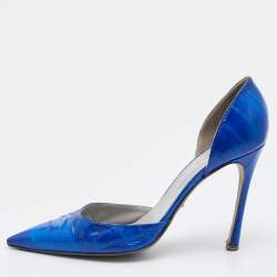 Pre Owned Sergio Rossi Blue Eel Leather D'orsay Pumps Size 41