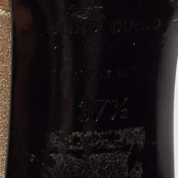 Pre Owned Sergio Rossi Metallic Gold Leather Ankle Strap Pointed Toe Sandals Size 37.5