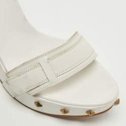Pre Owned Sergio Rossi White Leather Wedge Slide Sandals Size 39