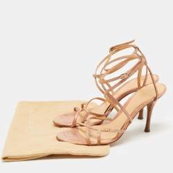مملوكة مسبقًا Sergio Rossi Beige Ostrich Leather Strappy Sandals Size 39
