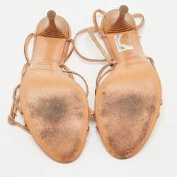 مملوكة مسبقًا Sergio Rossi Beige Ostrich Leather Strappy Sandals Size 39