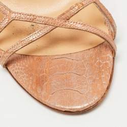 مملوكة مسبقًا Sergio Rossi Beige Ostrich Leather Strappy Sandals Size 39