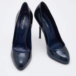 Pre Owned حذاء كعب عالي سيرجيو روسي  مرصع ذهبي وردي جلد رصاصي مقاس 40