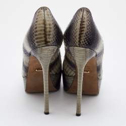 Pre Owned Sergio Rossi Multicolor Watersnake Leather Peep Toe Pumps Size 39